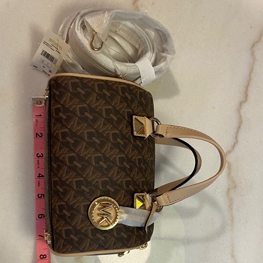 Michael Kors Signature Brown and Cream Satchel
